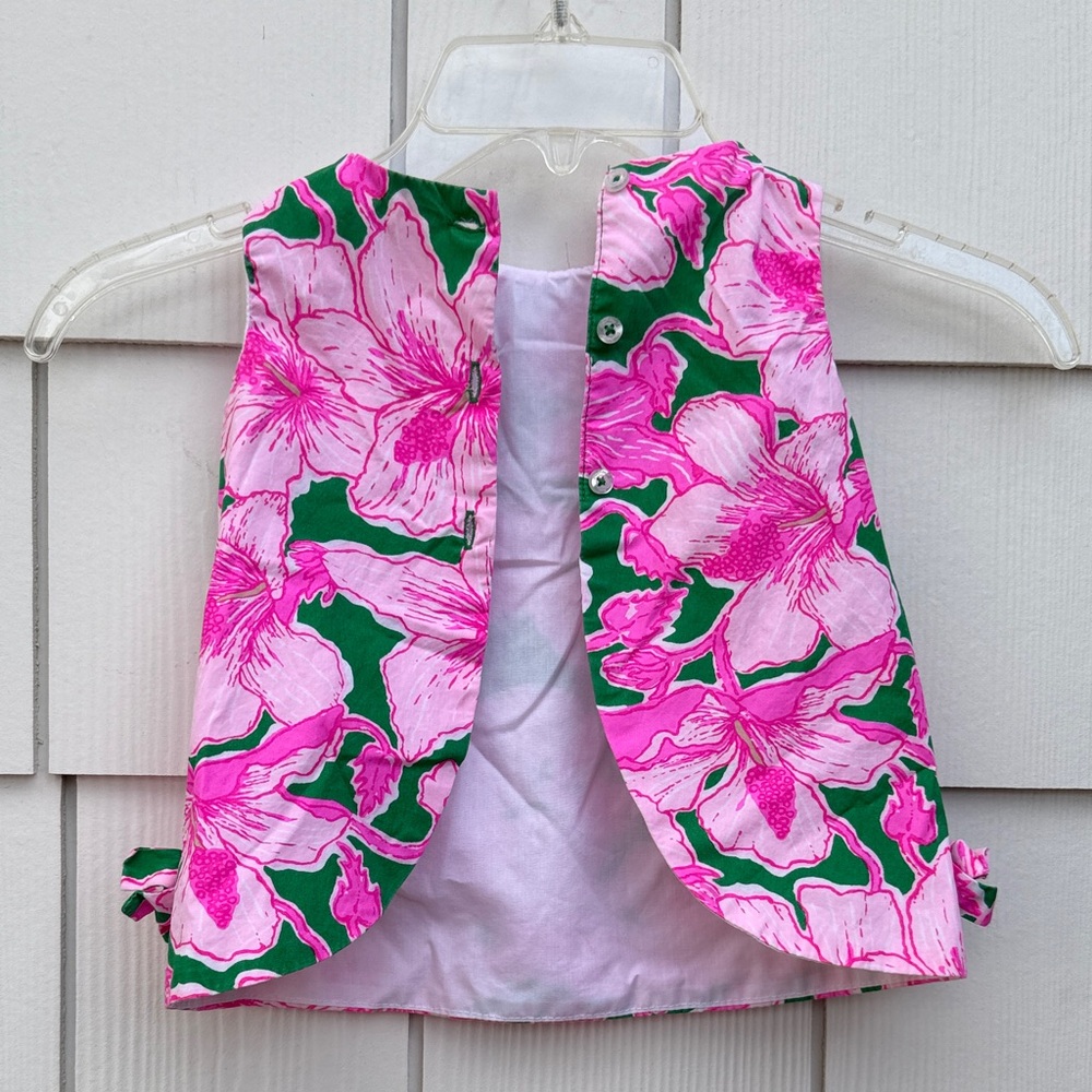 Lilly Pulitzer Pink and Green Floral Girls Vest - Picture 8 of 10